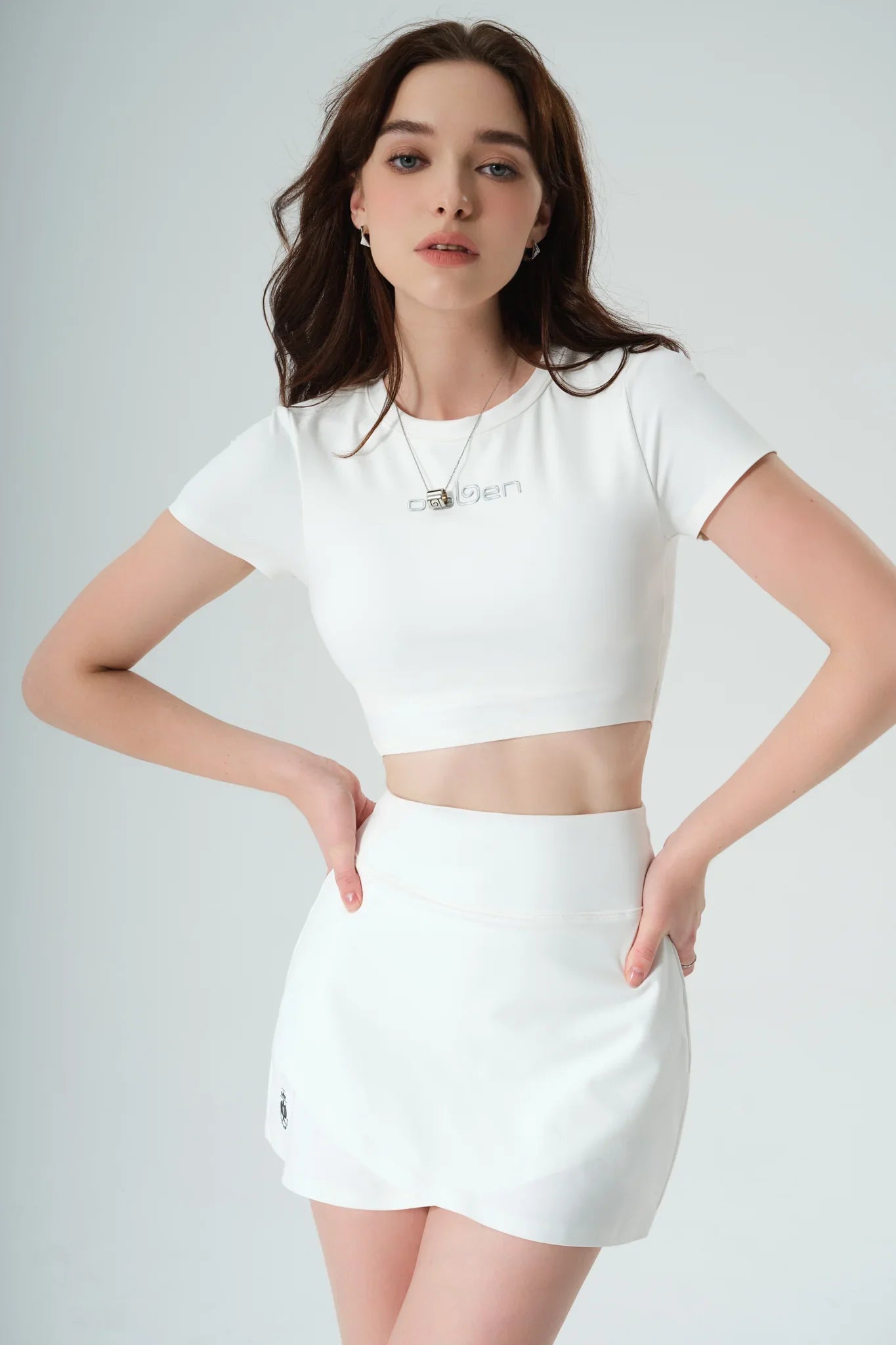 All Day Short Sleeve Crop - White - Olaben - Womens Short Sleeve