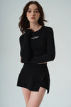 All Day Long Sleeve Crop - Black - Olaben - Womens Long Sleeve