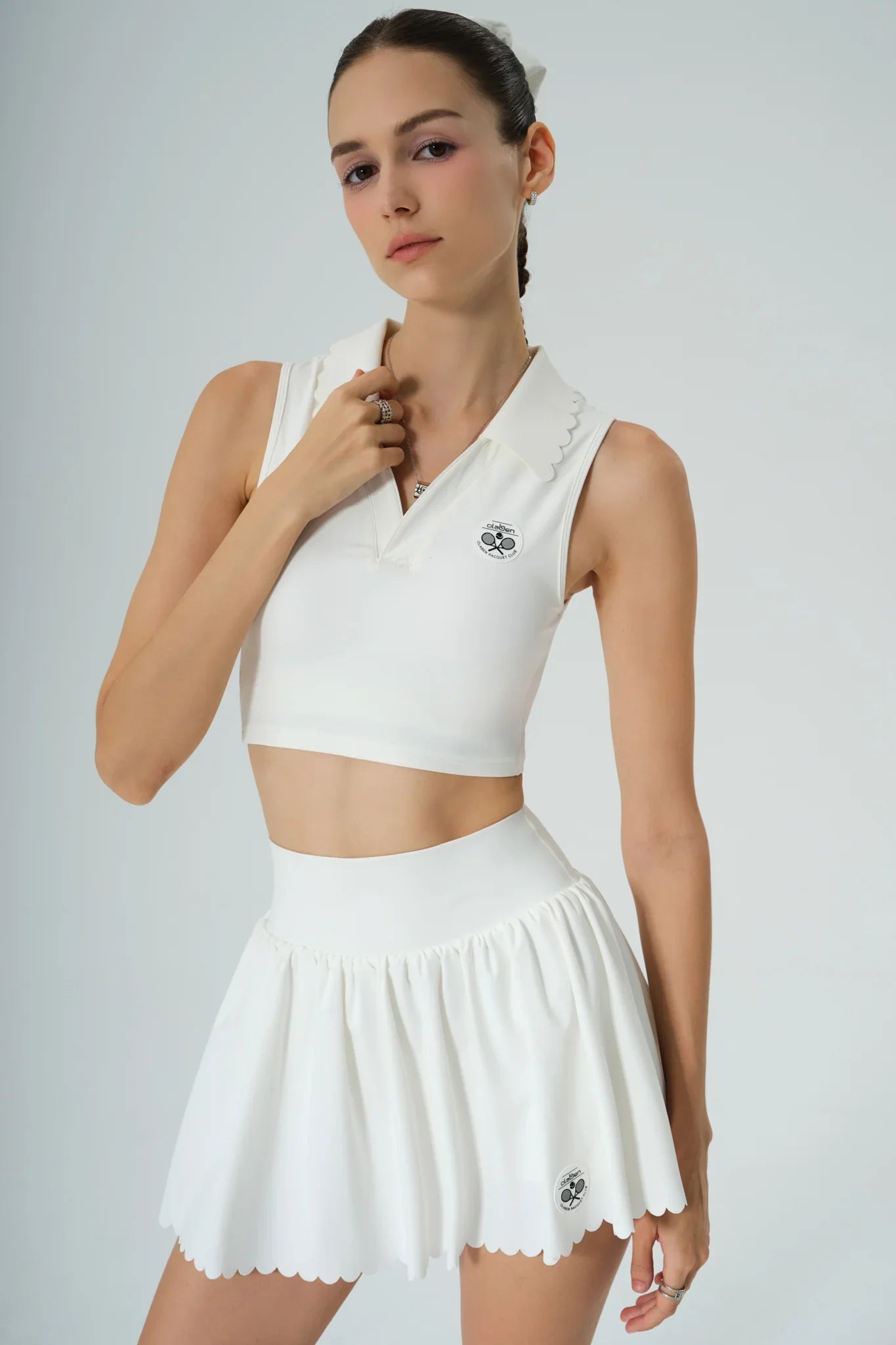 Prestige Cropped Polo - White - Olaben - Womens Tank Top