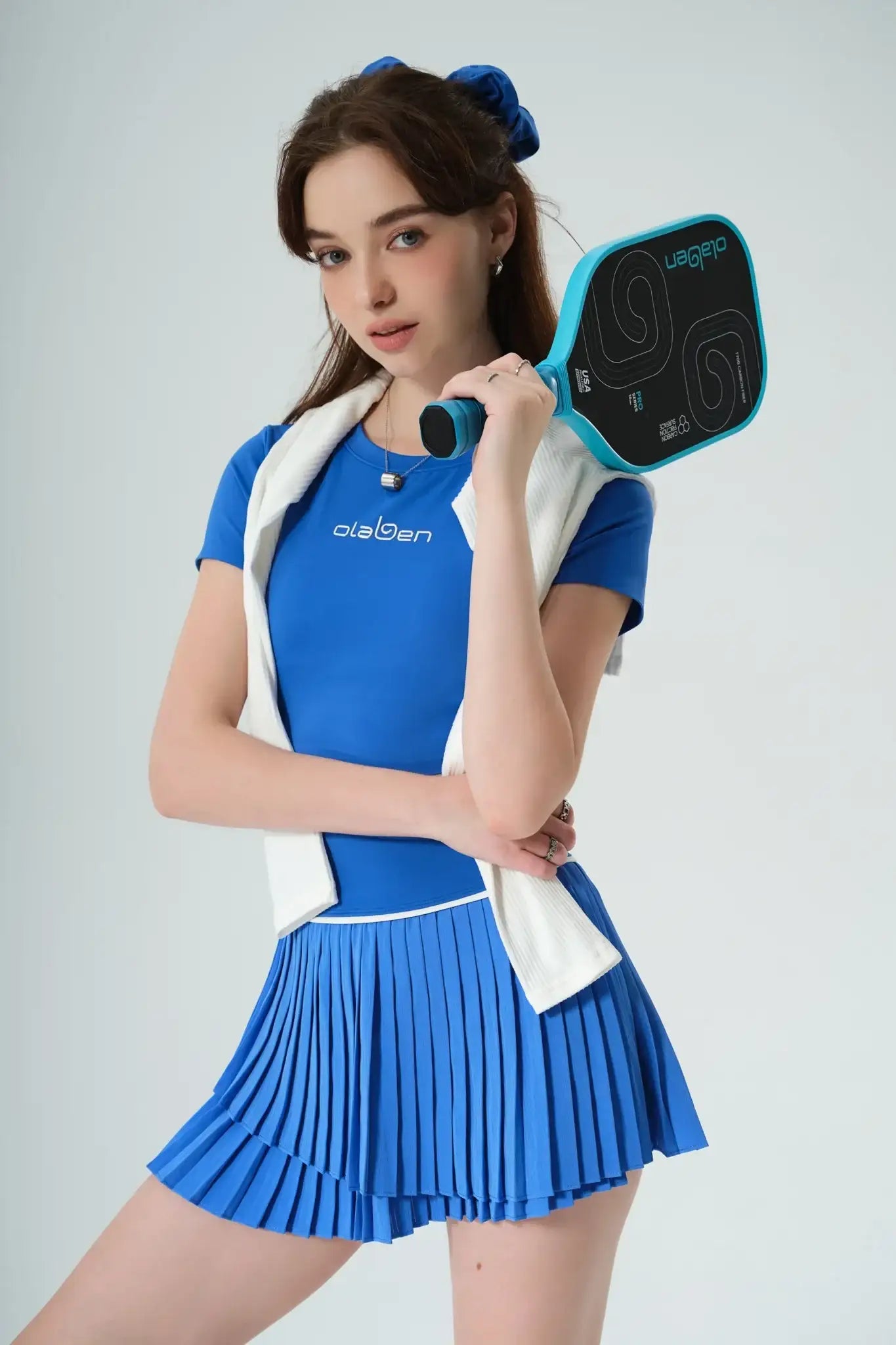 Oversized Silver Bead Scrunchie - Ultramarine - Olaben