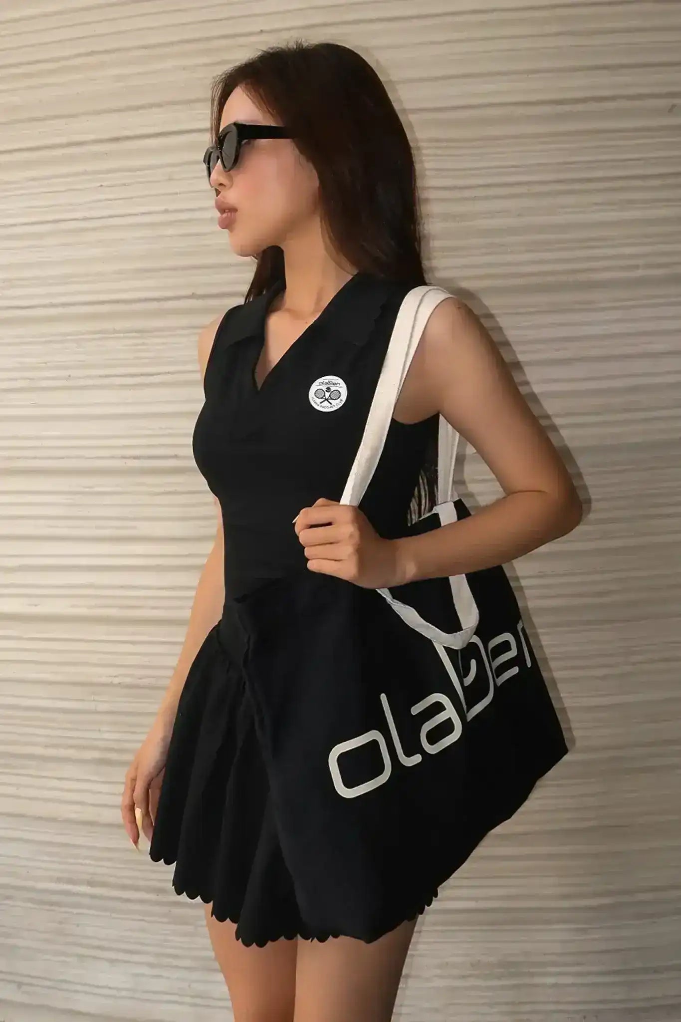 Prestige Cropped Polo & Prestige Tennis Skirt - Black - Olaben
