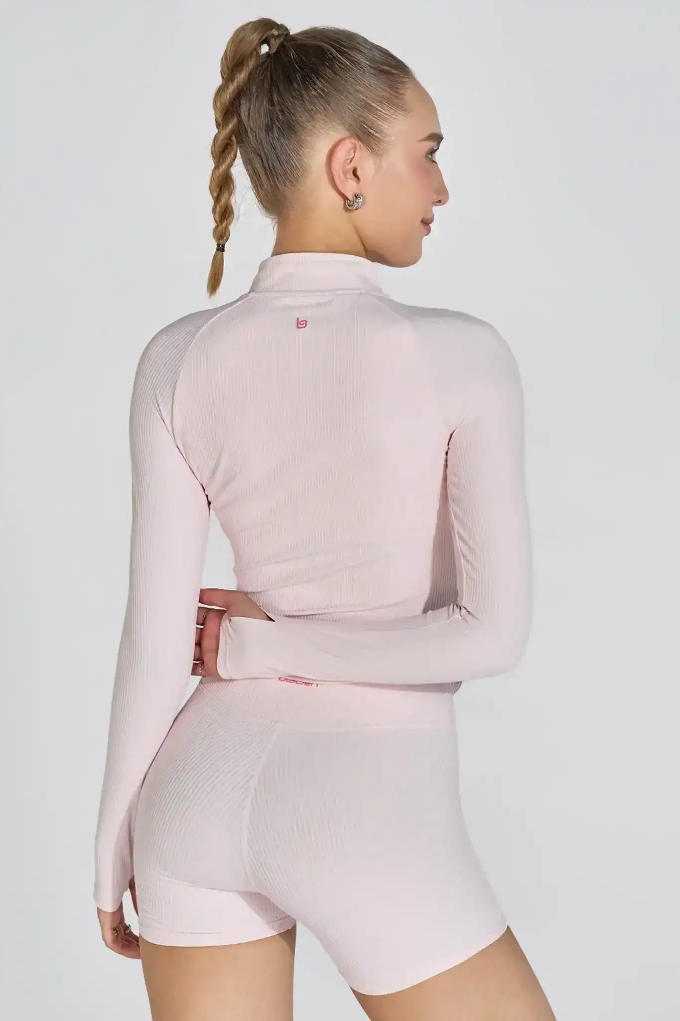 Ribbed Longsleeve Zip Top - Pink Babe - Olaben