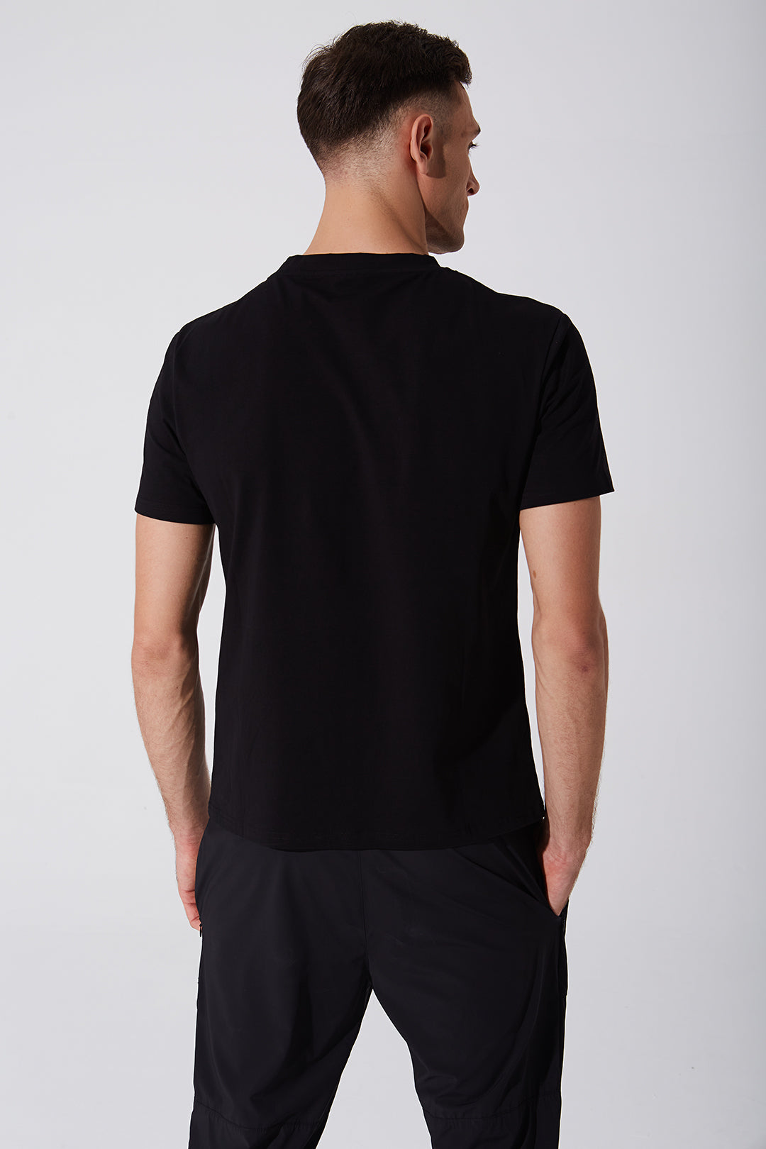 Unisex black short sleeve tee with OLABEN logo, perfect for men's casual style.