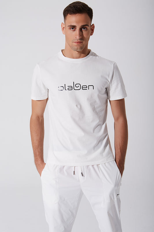 Unisex white short sleeve tee for men, OW-0176-MSS-WT, displayed in a stylish and versatile manner.