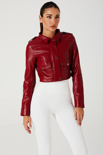 Stylish Viva Magenta Red Urban Rebel Women's Jacket - OW-0042-WJK-RD - Image 1.