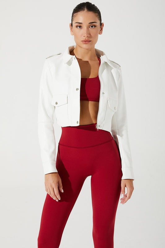 Stylish white urban rebel women's jacket, perfect for a trendy and fashionable look.