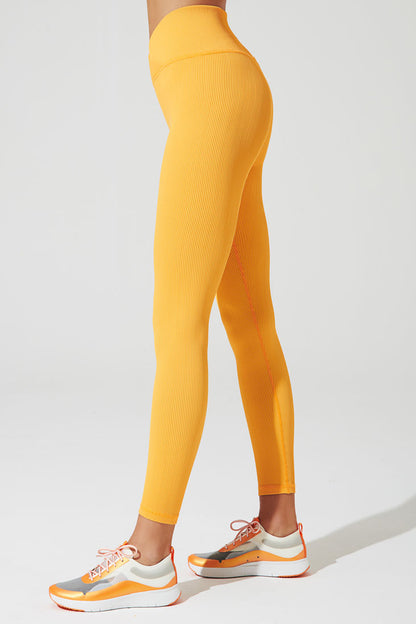 Vivid saffron yellow ribbed leggings for women, size 4 - OW-0143-WLG-YL - image 4.