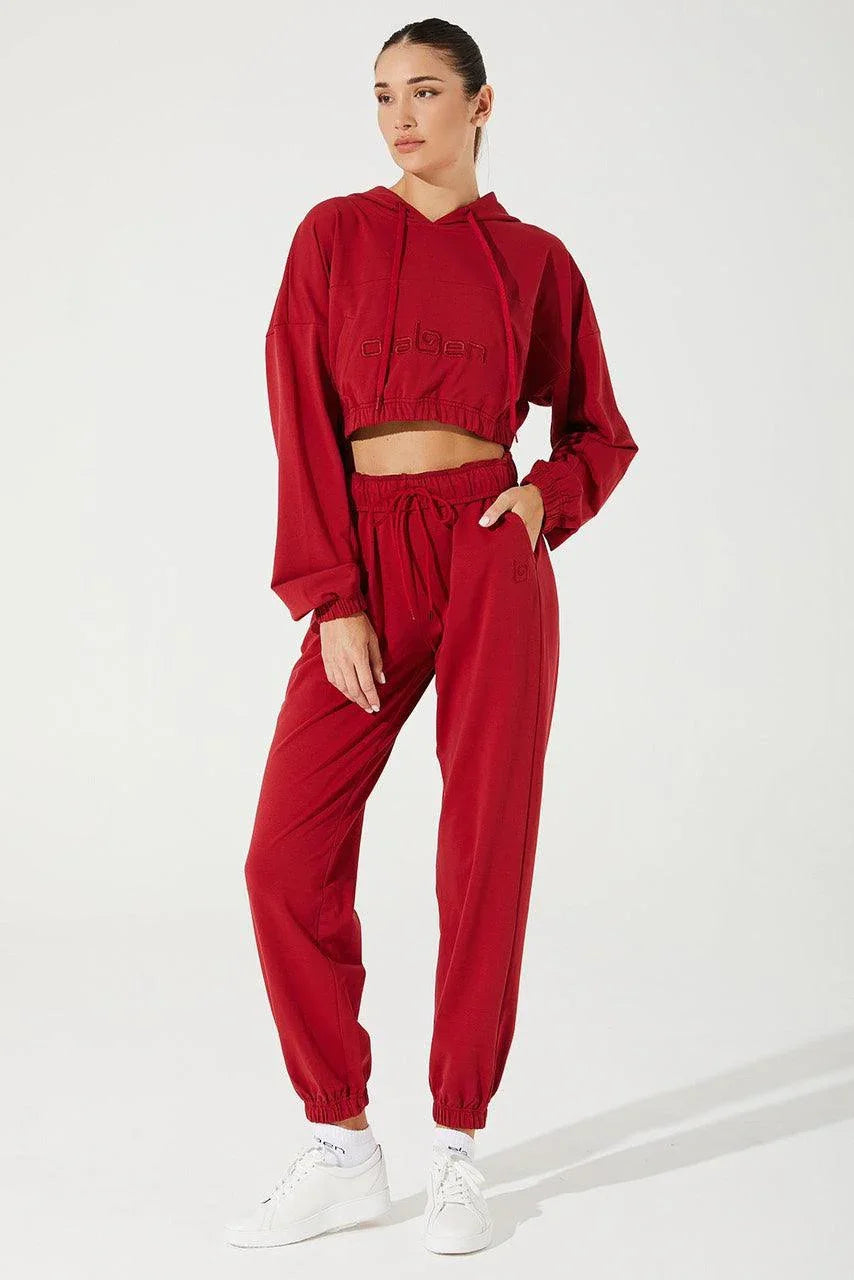 Women's Hoodie Croptop - Viva Magenta - Olaben - Womens Hoodie