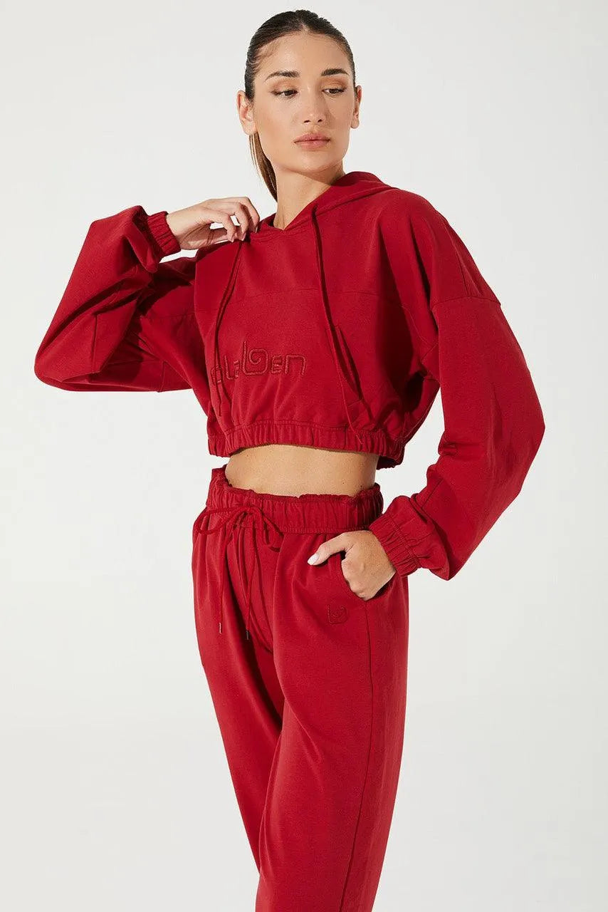 Women's Hoodie Croptop - Viva Magenta - Olaben - Womens Hoodie
