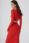 Zeya Knitted Long Sleeve Crop Top - Scarlet - Olaben - Womens Long Sleeve