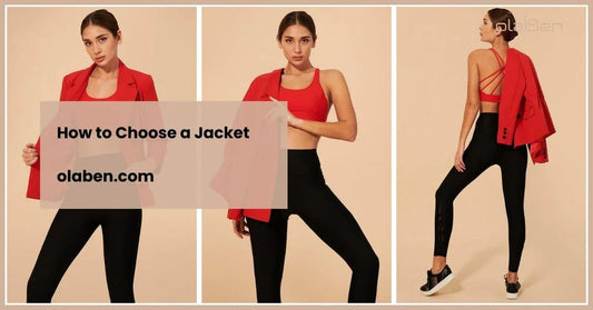 Woman modeling red athletic jacket and sports bra with black leggings, fitness fashion guide