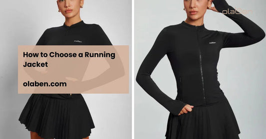 Woman wearing black running jacket and skirt, activewear for fitness or yoga