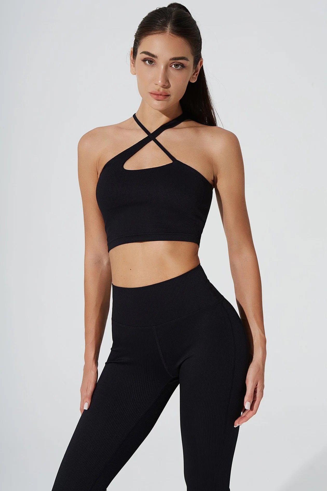 Sassy Shoulder Bra & Querida High Waist R Legging - Noir