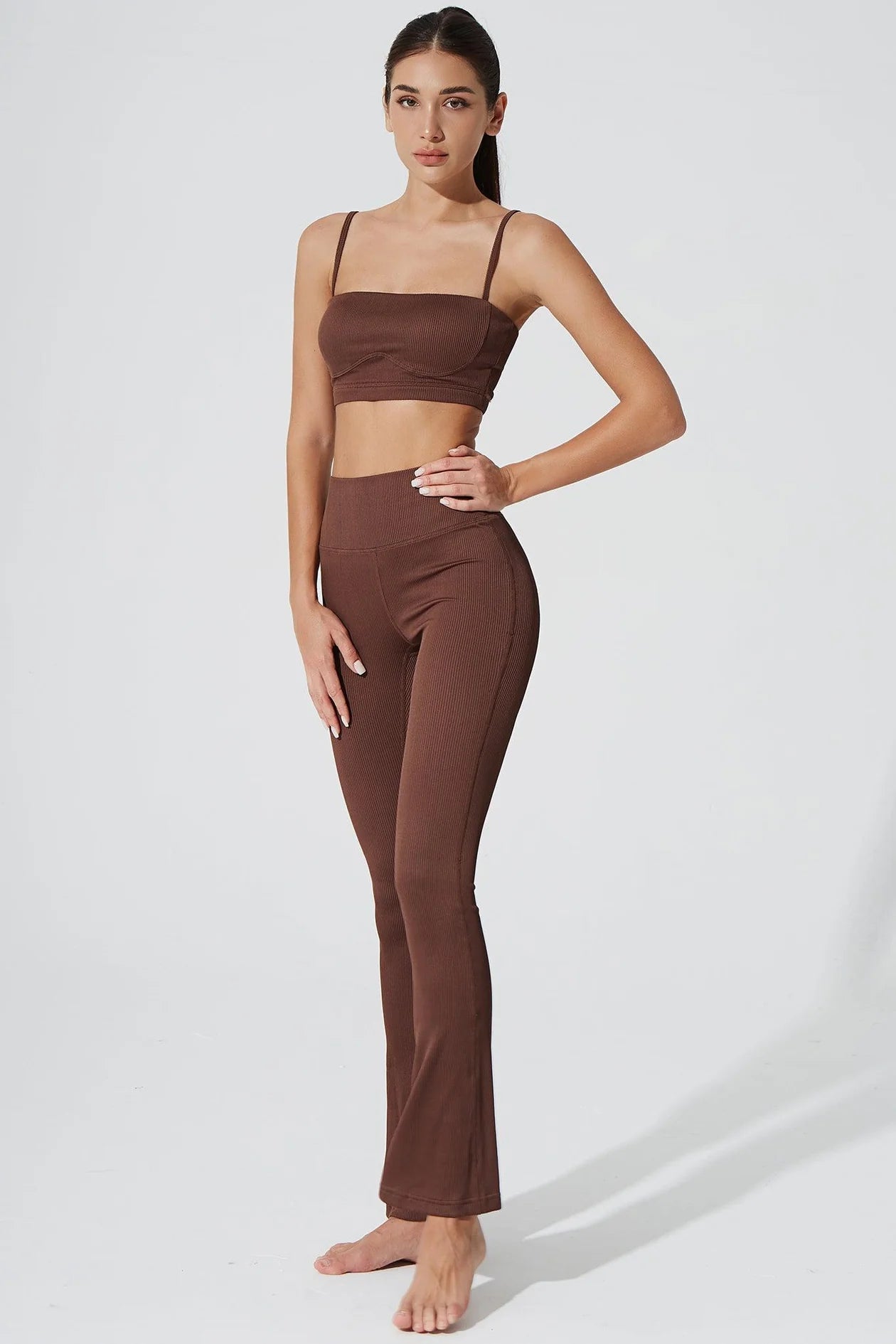 Sierra Square Neck Top & Querida High Waist R Legging - Maroon Choco