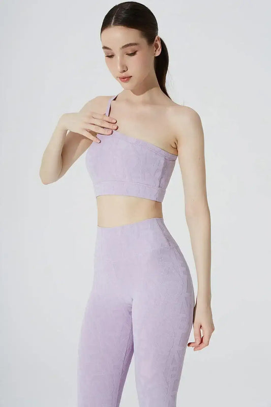 Classic Serein 3D Single Strap Shoulder Bra & Classic Déese Fleur Legging 3D - Lavender - Olaben