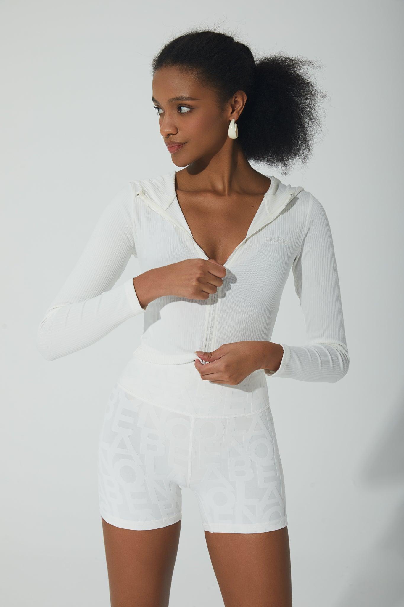 Lorraine Ribbed Jacket - White - Olaben - Womens Jacket