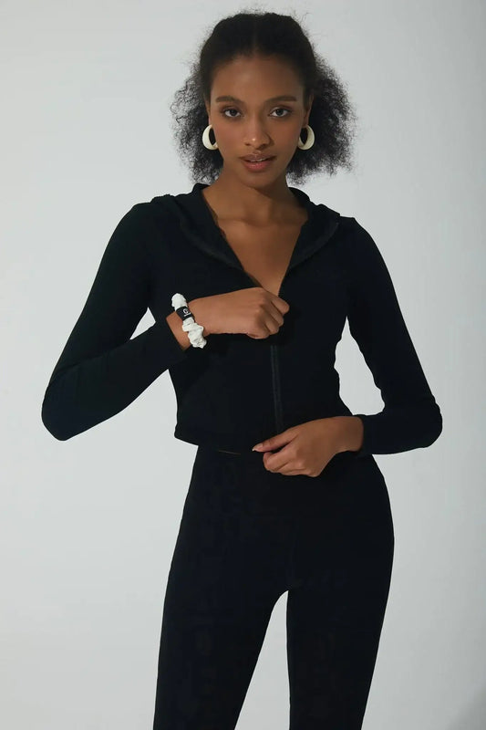 Lorraine Ribbed Jacket - Black - Olaben