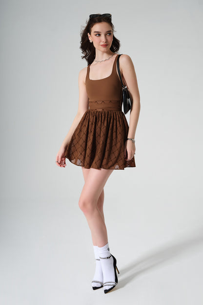 Salana Monogram Dress - Gingerbread