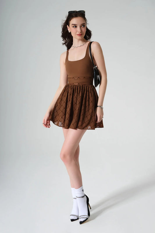 Salana Monogram Dress - Gingerbread - Olaben - Womens Dress