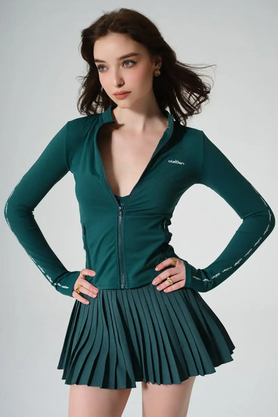 Emelie Define Jacket & Birgit Pleated Skirt - Midnight Green