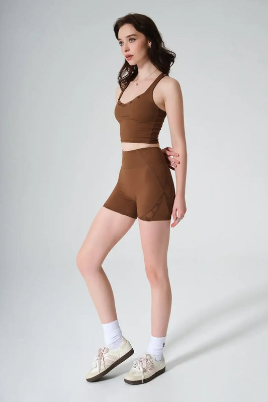 Sylvie Monogram Bra & Silas Monogram Shorts - Gingerbread - Olaben