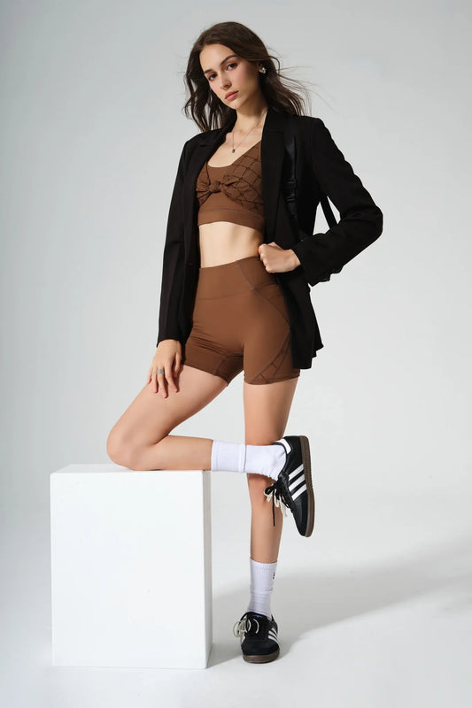 Silas Monogram Shorts - Gingerbread - Olaben - Womens Shorts