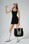 Active Open Back Pleated Dress - Black - Olaben - Womens Dress