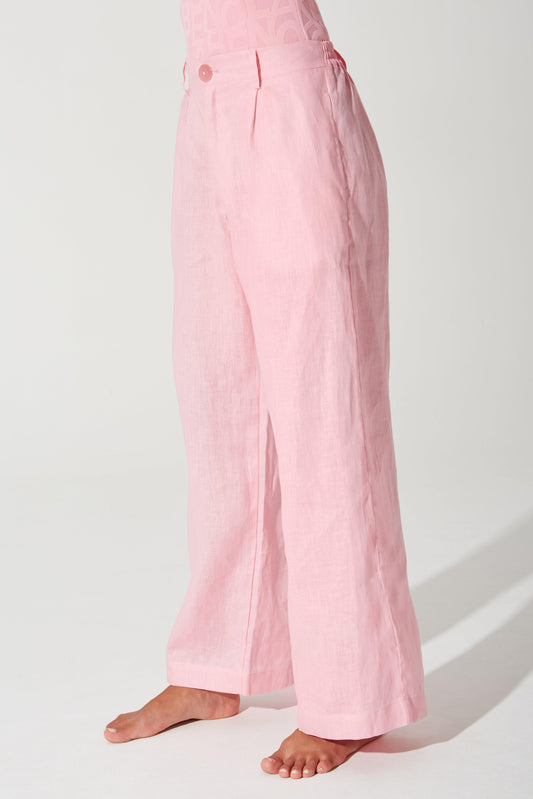 Belle Linen Pant - Powder Pink - Olaben - Womens Sweatpants