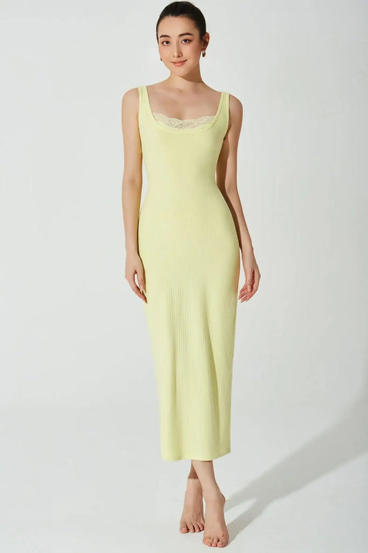Mina Ribbed Dress - Lemon - Olaben