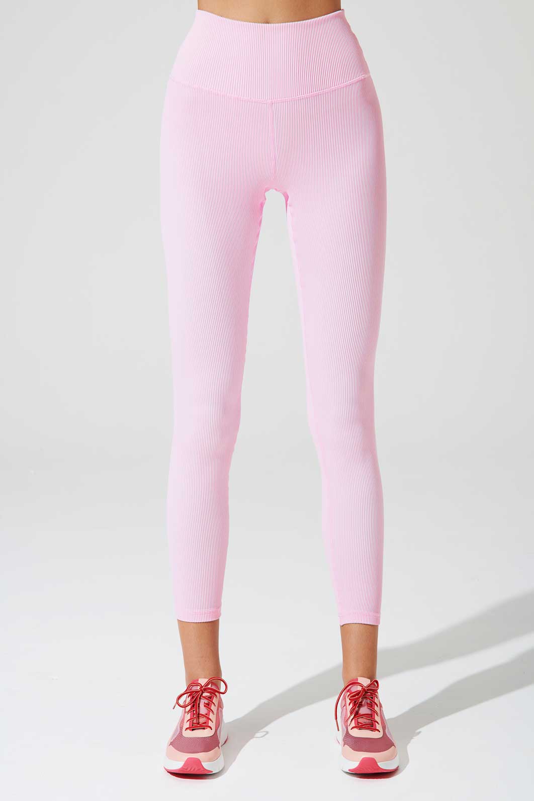 High-waist ribbed leggings in gilly pink for women - OW-0127-WLG-PK - vibrant and stylish.