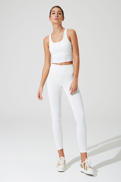 White high-waist ribbed leggings for women, stylish and comfortable fashion choice. OW-0127-WLG-WT_4.