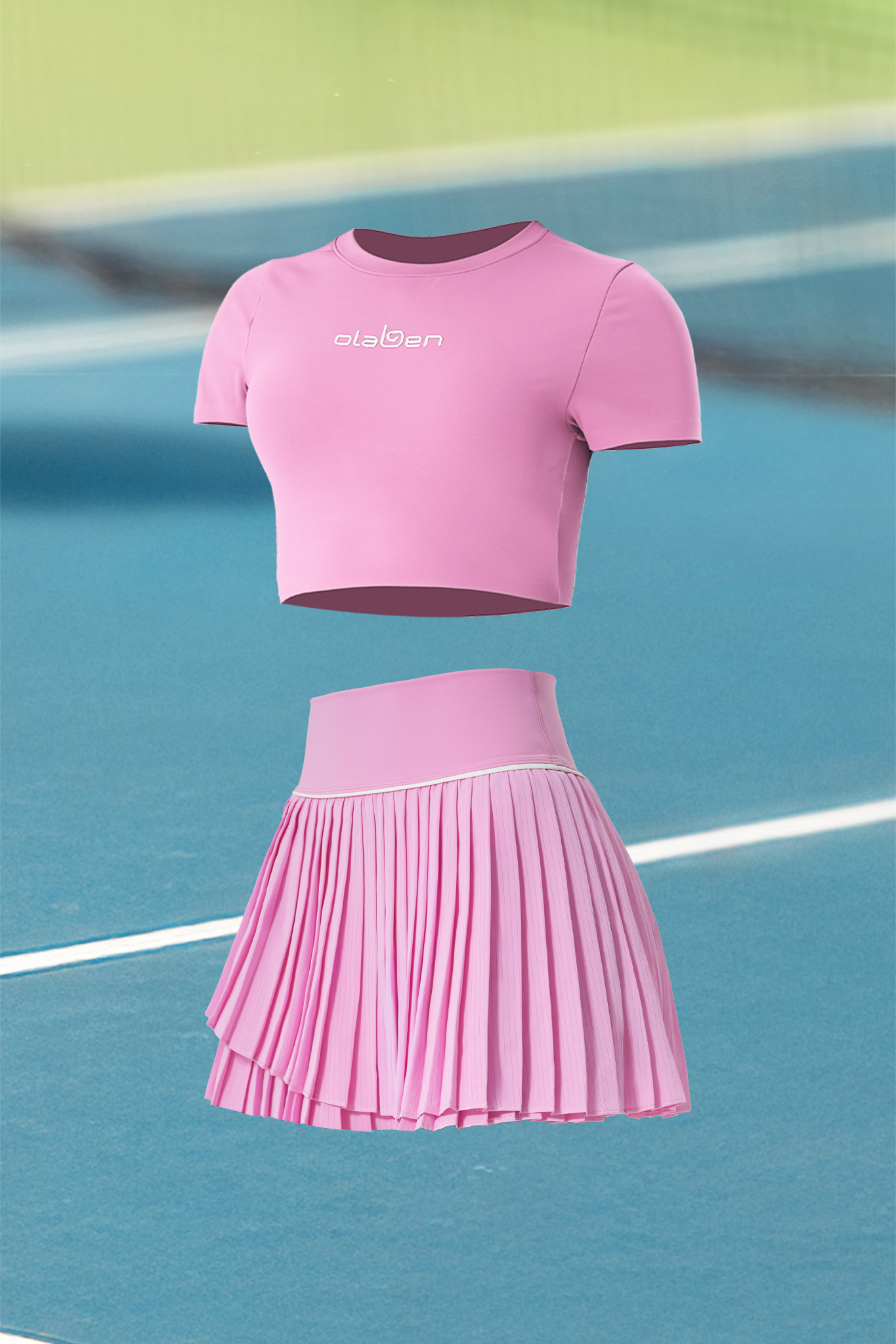 All Day Short Sleeve Crop & Pleated A Line Skirt - Blossom
