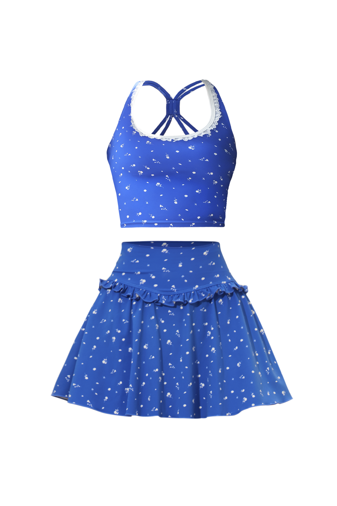 Bow Cami Top & Belle Bow Skirt - Blue Fleur