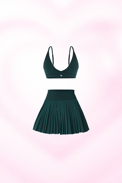 Brynn Bra & Birgit Pleated Skirt - Midnight Green