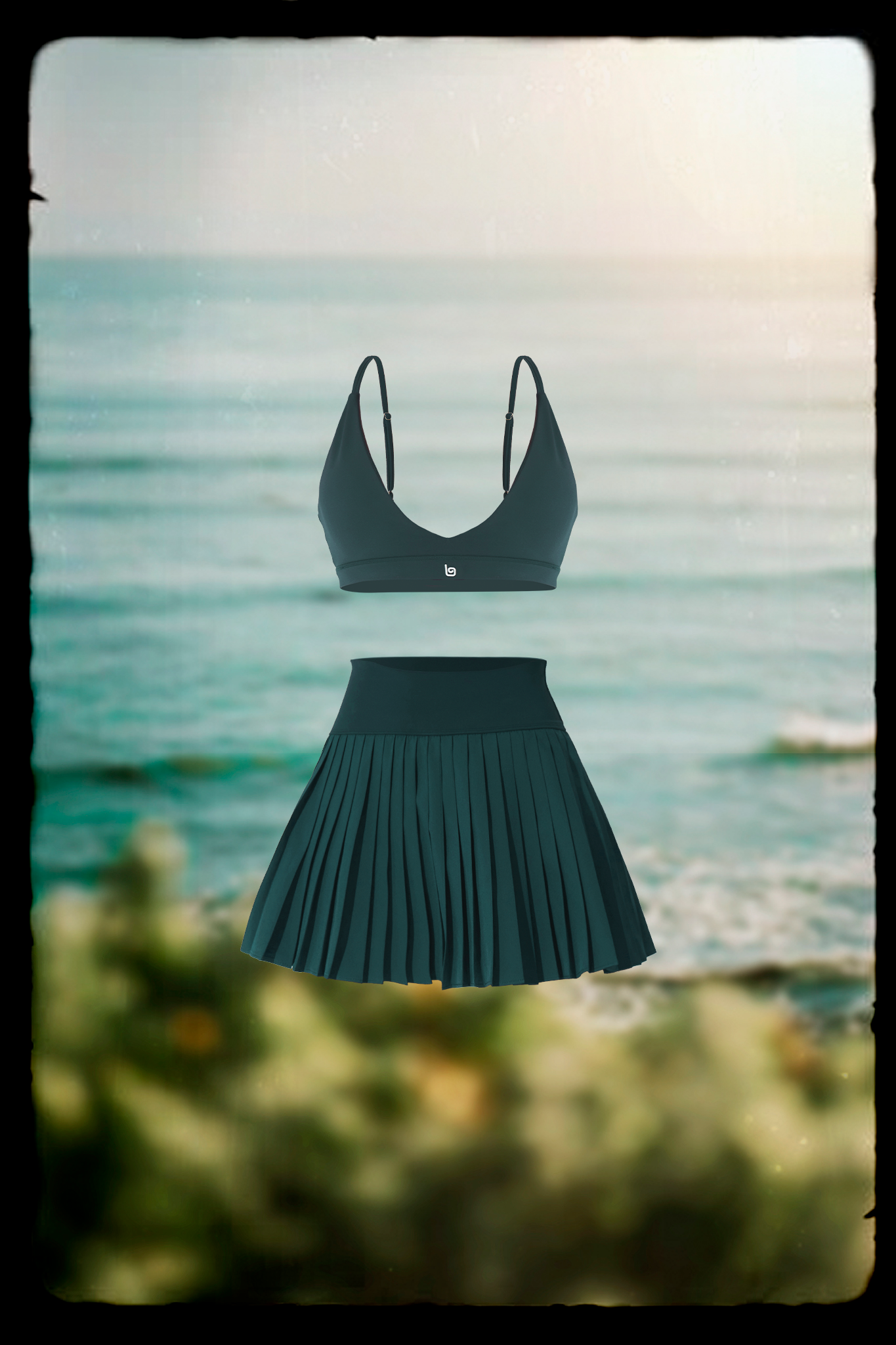 Brynn Bra & Birgit Pleated Skirt - Midnight Green