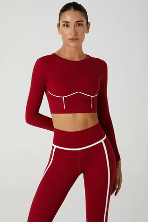 Olaben Clio Long Sleeve Top in Viva Magenta — long-sleeve activewear top, hero studio shot