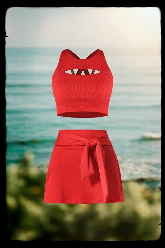 Demi Bra & Damaris Skirt - Savvy Red - Olaben