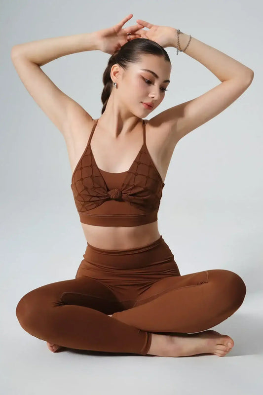 Lani Monogram Bra & Zoe Monogram Leggings - Gingerbread - Olaben
