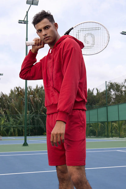 Olaben Athletic Unisex Hoodie & Hanes Sweat Shorts - Viva Magenta