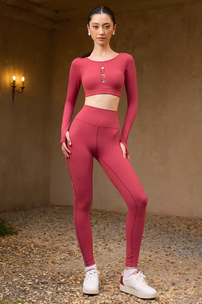 Tawny Long Sleeve Bra - Winery
