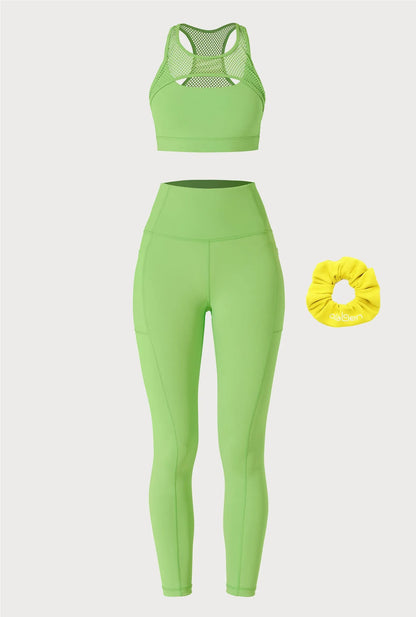 K'halessi Mesh Bra & J'Ulian Pocket Legging - Floures Green