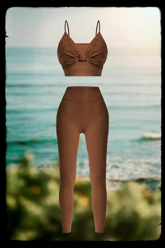 Lani Monogram Bra & Zoe Monogram Leggings - Gingerbread - Olaben