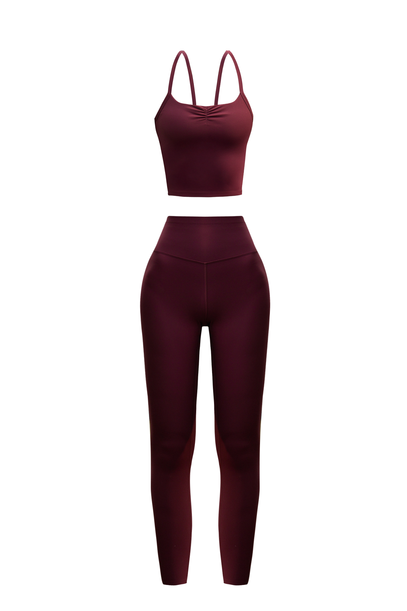 Leisure Ruched Bra & Leisure Leggings - Dark Garnet