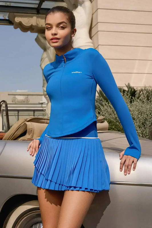 Butterluxe Workout Jacket & Pleated A Line Skirt - Ultramarine - Olaben