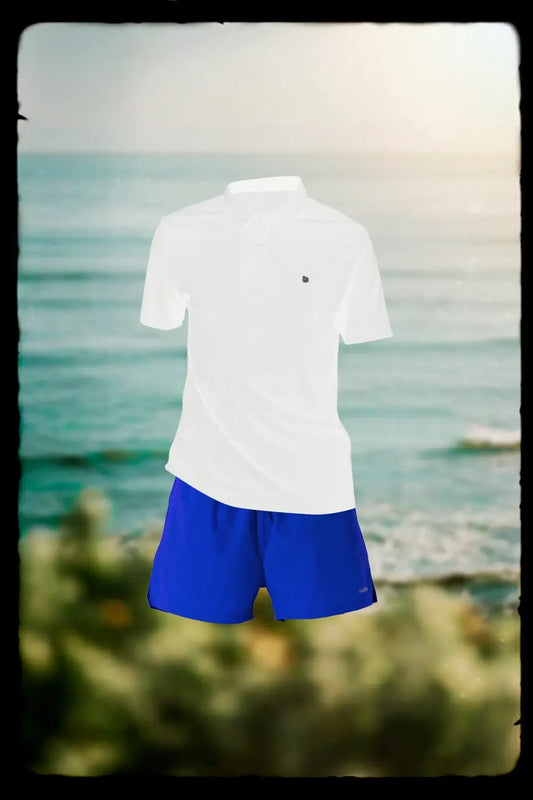 Racquet Club Polo Shirt & Verney 5'' Adapt Running Short - White - Olaben