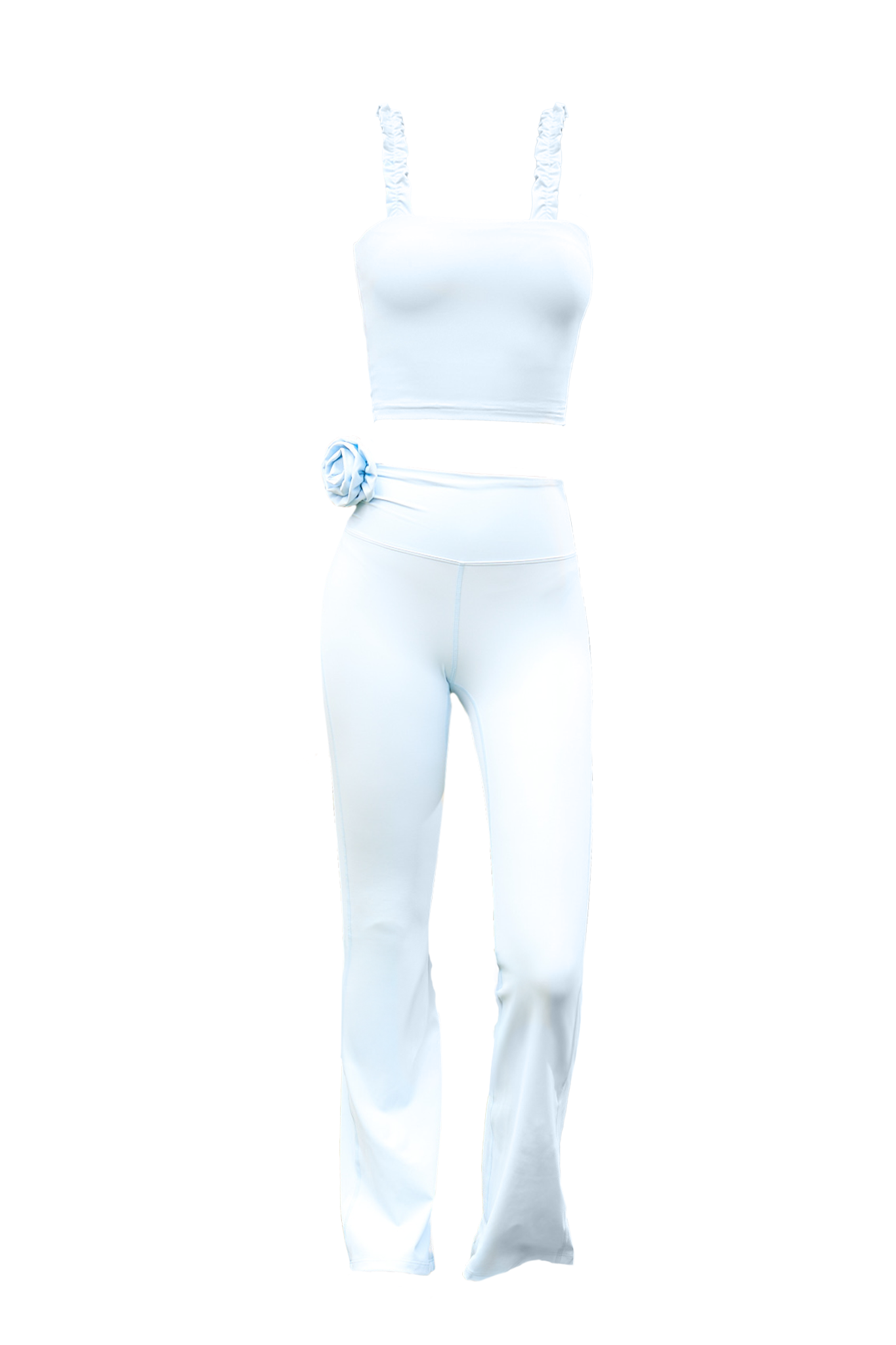 Romance Ruffle Bra & Romance Flare Leggings - Sky
