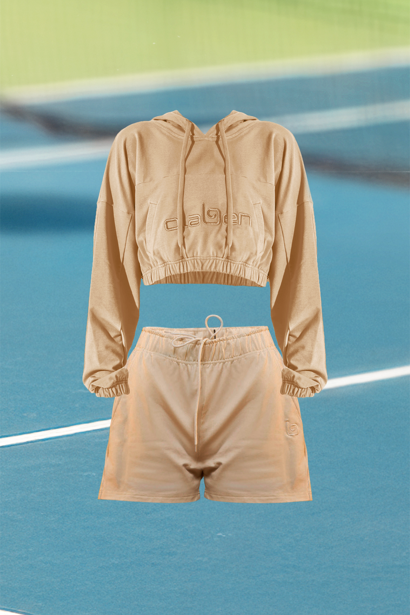 Women's Hoodie Croptop & Edith Sweat Short - Cappuccino