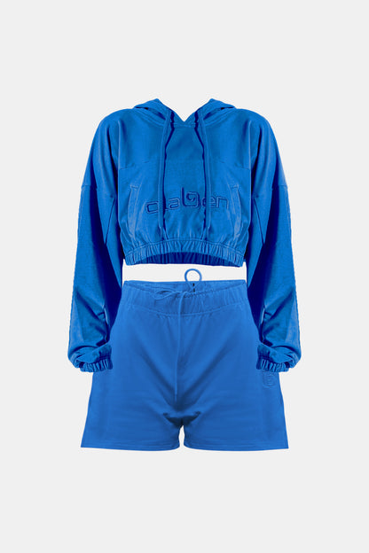 Women's Hoodie Croptop & Edith Sweat Short - Atlantis