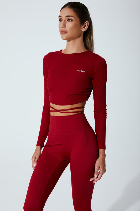 Women Crop Top Wild Fable Long Sleeve - Size XXL - Color Opulent Red 