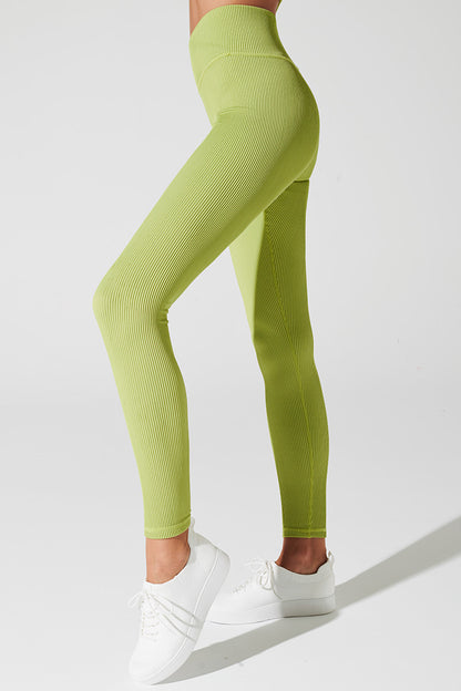 Green smoke Bondi V-ribbed women's leggings in size 3, OW-0091-WLG-GN, showcased in a JPEG format.